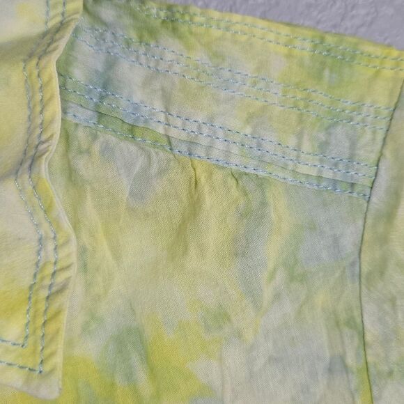 Anthropologie Pilcro Cate Yellow Tie-Dye Button down Shirt Classic Lightweight - Picture 6 of 14